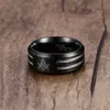 Masonicman Mens Black Rings rostfritt stål dubbeltrådska kabel Inlagring för män Bröllopsband Laser Masonic Vintage Jewelry2518239