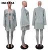 CM.Yaya Kadınlar Spor O-Boyun Uzun Kollu 3 Parça Set Ceket + Üst + Pantolon Takım Elbise Eşleştirme Takım Eşofman Sonbahar Pijama Uyku Y0625