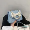 Evening Bags Shoulder Women Sweet Bow Pearls Cross Body Mini Handbag Girl Fairy PU Leather Flap Bag Stylish Handle Elegant 2022