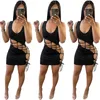 Sexig Vest Women Mini Dress Low Cut Hollow Out Bandage Ladies Bodycon kjolar Solid Black Tie Summer Party Casual Outfits