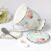 Yefine High Grade Bone China Tea Mug Porcelain Ceramic Coffee Mug med lock och rostfritt sked Drinking Cup Dropshipping 210409