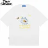 Hip Hop Streetwear Harajuku T-shirt Daisy Bee Lettre Imprimé Hommes Coton Casual Manches Courtes Floral Tops Tees Orange 210707