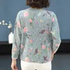 Yisu kvinnor cardigans tröja höst vinter blommig fågel mönster stickad kappa cardigan singel breasted casual stickad jacka 211018