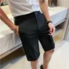 Yaz İş Elbise Şort erkek Ince İnce Katı Renk Pantolon Moda Nakış Beş Noktası Rahat Suit Pantolon Gri Siyah 210527