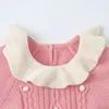 Bébé fille tricot barboteuses à manches longues laine tricoté princesse Triangle combinaison enfant en bas âge automne hiver vêtements 210429