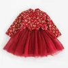 Kerst prinses jurk voor meisjes plus fluwelen dikker warme winter baby baby kleding Chinese stijl jaar kinderen tutu jurken 211231