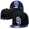 Casquette Bone Hip Hop Snapback Caps Padres SD Letter Hat 조절 가능한 스포츠 야구 모자 남성 여성 Sun Golf Hats258I5166186