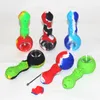 Unbreakable flexible over 10 colros smoking tobacco hand pipe with a removable glass dish silicone dab rigs