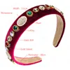 Vintage Multi Color Crystal Hoofdband Elegante Imitatie Parel Beaded Fluwelen Haarband Meisje Party Haaraccessoire