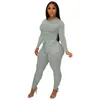 Kvinnors tvåbit byxor XS Kvinnor Kläder Svett Suit 2 Lounge Wear Sets Långärmad Toppar och Drawstring Jogger TrackSuit Set