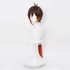 Genshin Impact Zhongli Cosplay 90 cm Longo Natal Marrom Laranja Peruca Anime Resistente ao Calor Sintético + Boné Y0913