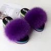 Donne Fur House Furry Plush Summer Rainbow Tacchi colorati Sweet Sandali Pantofole