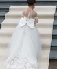 Hot-Wind Fashion 2022 Lace Flower Girl Dress Arcos Primeira Comunhão Princesa Princesa Tule Ball Ball Vestido de festa de casamento 2-14 anos