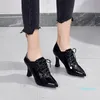 Scarpe eleganti Tacchi alti da donna Moda Stile britannico Piccola pelle Autunno a punta Bocca poco profonda Donna Confortevole