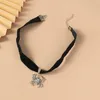 Chaînes noir velours araignée crâne colliers pour femmes femme gothique Punk Style Hip Hop Harajuku collier ras du cou cadeau fête bijoux