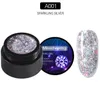 verbazingwekkende kleur roze blauw ronde behuizing zilver glimmend diamant fonkelend goud pailletten gelpolish Soak Off Nail Gel Polish Nail Art Gelnagels UV-lak lijm