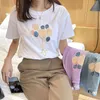 WWENN Kurzarm Baumwolle Mädchen T-shirt Femme Koreanische Sommer T Frauen Tops Applique Weiß T Kleidung Lila Blau 210507