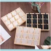 Jewelry Packaging & Jewelryjewelry Pouches Bags 12 Grids Wooden Necklace Display Storage Tray Veet/Pu Leather Pendant Showcase Drop Deliver