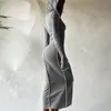 Moda Kadın Kapüşonlu Uzun Kollu Ince Parti Elbise Sonbahar Kış Rahat Seksi Zarif Streetwear 210422