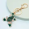 Woman Car Accessories Green Frog Rhinestone Pendant Keychain DIY Key Rings Crystal Animal Key Chains Accessories Jewelry Gift G1019