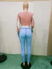Spring Women Tracksuits Desinger Sexig ihålig T-skjorta Bandage Kontrast SplicingTwo Piece Pant Set Rem Outfits S-XXL