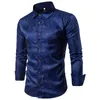 Mens Banquete Camisa De Casamento De Festa De Festa De Moda Bar Nightclub Shirts Homens Brilhante Manga Longa Tops Tamanho 5XL