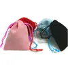 Sac de poche de cordon de cordon de velours / sac de bijoux Noël / mariage sacs cadeau noir rouge rose bleu 4 couleurs en gros 100pcs 5x7cm