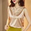 Women's Blouses & Shirts Elastic Lace Top Plus Size Woman V-neck Embroidery Satin Blouse Tops Silk Women 13731