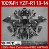 Kit carenature OEM per YAMAHA Fiamme grigie YZF-R1 YZF R 1 YZF1000 2013-2014 Carrozzeria MOTO 97No.104 1000CC YZF R1 1000 CC YZFR1 13 14 YZF-1000 2013 2014 Corpo stampo ad iniezione