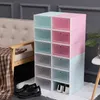 1 pièces/5 pièces/10 pièces boîte à chaussures en plastique empilable pliable organisateur tiroir mallette de rangement avec retournement porte transparente dames hommes