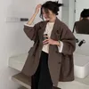 Women's minimalist solid color suit loose and elegant retro fashion high street ladies comfortable jacket