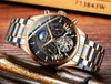 Reloj mecánico automático Tourbillon de oro rosa negro resistente al agua de 50M, reloj de acero inoxidable para hombre, relojes de pulsera para hombre 2021