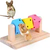 Small Animal Supplies B0KC Pet Chew Toys Houten platform met kleurrijke houten blokken voor hamster Gerbil Degu Cage Accessories