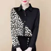 Seksi Leopar Bluz Sonbahar Moda Uzun Kollu Gömlek Kadın Casual Bayan Üstleri ve Bluzlar Artı Boyutu Blusas 8054 210417