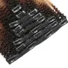 Clipe brasileiro em extensões de cabelo humano 4a Afro Kinky Curly Pacules T1B/4/7 27 Cor para mulheres negras 8pcs 120g/set