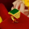 Alyanslar Charmhouse büyük taş erkekler için büyük, saf sarı altın renkli gp parmak yüzüğü ücretsiz boyutta bague anel erkek nişan takı hediyesi