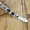 Cross Magnetic Bracelet Men Stainless Steel Hand Chain ID s Black Carbon Fiber Energy Drop 211124