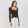 Suéter delgado para mujer Cuello cuadrado Manga larga Minimalista Tops cortos Ropa de moda femenina Otoño 210524