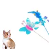 Jouets pour chats, faux papillon/plume de ver, interactif, amusant, baguette d'entraînement pour chaton, tige colorée