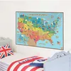 Adesivi murali Animali Piante Mappa dell'aula dell'asilo americano Camera dei bambini Decorazione domestica Decalcomania in pvc di arte murale USA