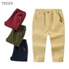 Детские брюки Классический повседневный хлопок сплошной цвет детские брюки эластичности хлопок одежда мальчика 211103
