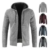 Mannen Herfst Casual Dikke Warme Hooded Sweater Cardigan Jumper Mannen Winter Mode Losse Fit Fleece Sweaters Knit Jacket 211228