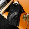 Sommar 2021 Ny Koreansk Plus Storlek Bomull Kortärmad T-shirt Kvinnors Fashion Style Leaves Hot Diamond Loose Black Female Tops X0628