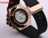 Zegarek mechaniczny MEN039S Rose Gold Stal Stael Stael Black Dial Pierścień sześć kalendarza igły Przezroczysta tylna pokrywka guma 3707184