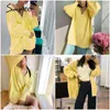 Dorywczo V-Neck Dzianiny Karcionki Kobiety Jesień Zima Lampion Rękaw Przycisk Kobiet Kardigan Moda Damska Oversize Sweter 211120