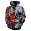 Новый модный бренд 3D Tiger Skull Print Hoodie осенью и зимой
