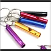 Porte-clés Mode Aessoriesmix Couleurs Mini Alliage d'aluminium Sifflet Porte-clés pour la sécurité de survie d'urgence en plein air Porte-clés Sport Camping Hunti