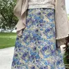 スカート女性レトロシックなファッションソフトシフォンサマーバケーションレディース衣料韓国のハイウエストファッションフローラル韓国韓国のファムスカート210619
