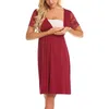 Mutterschaftskleid f￼r Sommer Nachtw￤sche stillen Kurzarm Closer Nursing Elegante Schwangere Kleidung Vestidos Kleider241u