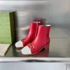 Diseñador de mujeres cadena Chelsea Boots Boots Cuero y Monolith Tobillos Boots Militar Inspirado Combate Bota Nylon Bolsa adjunta al tobillo con caja